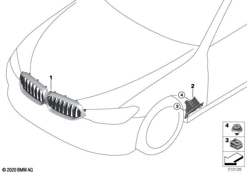 Zewnętrzne osłony / Kratka ozdobna  (51_Z189) dla BMW 6' G32 GT LCI 640dX Gra ECE