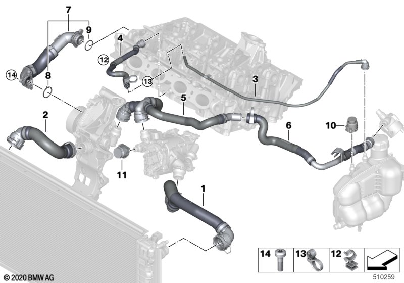 Węże płynu chłodzącego układu chłodzenia  (17_1191) dla MINI Cabrio F57 LCI Cooper S Cabrio ECE