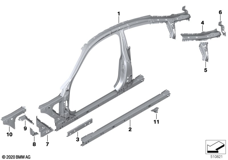 Szkielet boczny, środek  (41_3361) dla BMW 4' G22 M440i Cou ECE