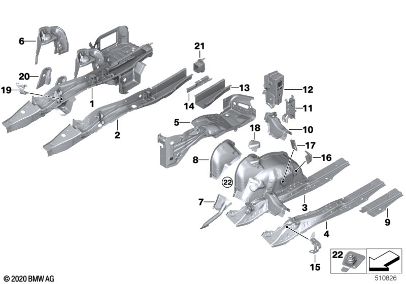 Wnęka koła tylna/elementy podłogi  (41_3366) dla BMW 4' G23 M440dX Cab ECE