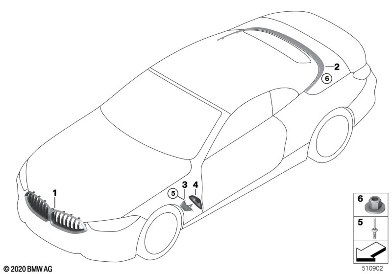 Zewnętrzne osłony / Kratka ozdobna  (51_A623) dla BMW 8' G14 840dX Cab ECE