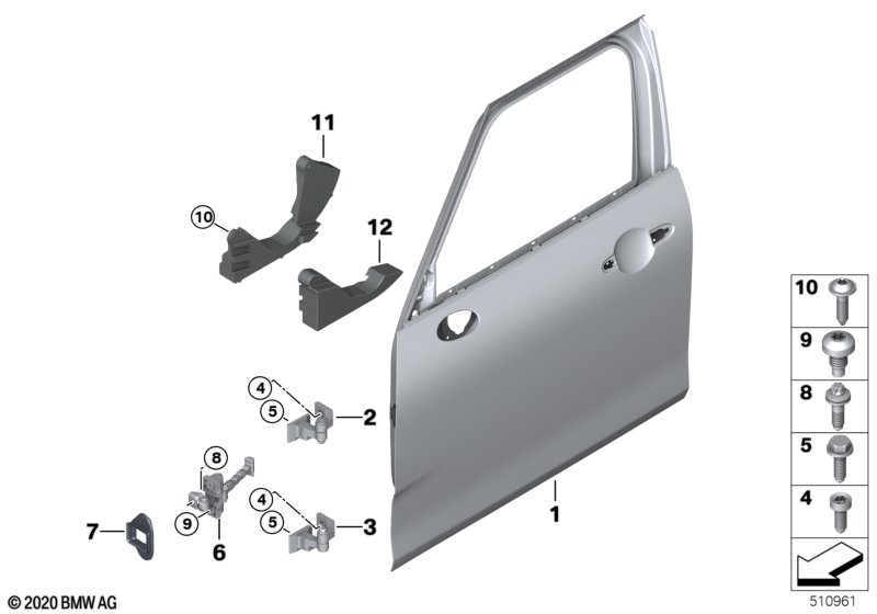 Drzwi przednie, zawias/hamulec  (41_2547) dla MINI Clubman F54 LCI Cooper D Clubman ECE