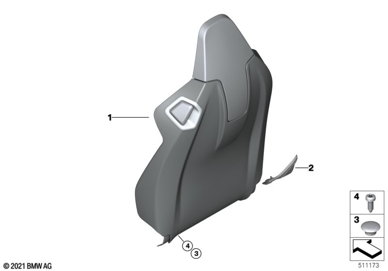 Siedzenia prz.osłony oparć tyl.ścianka  (52_4770) dla BMW 3' G80 M3 M3 Comp. M xDrive Lim ECE