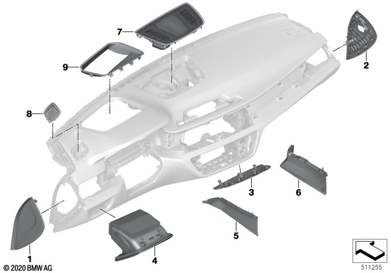 Ind. elementy dod. deski rozdzielczej  (91_1468) dla BMW 7' G11 LCI 745e Lim ECE
