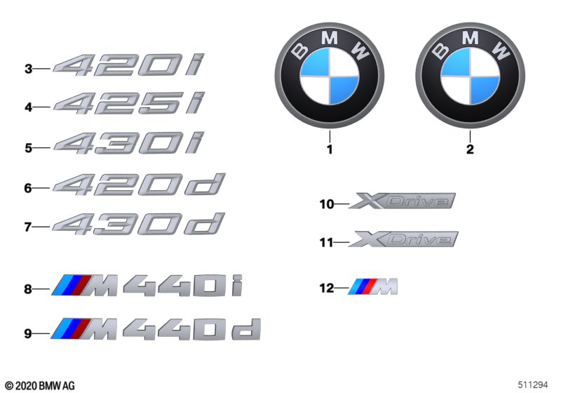 Emblematy / Ciągi napisów  (51_Z315) dla BMW 4' G22 420i Cou ECE