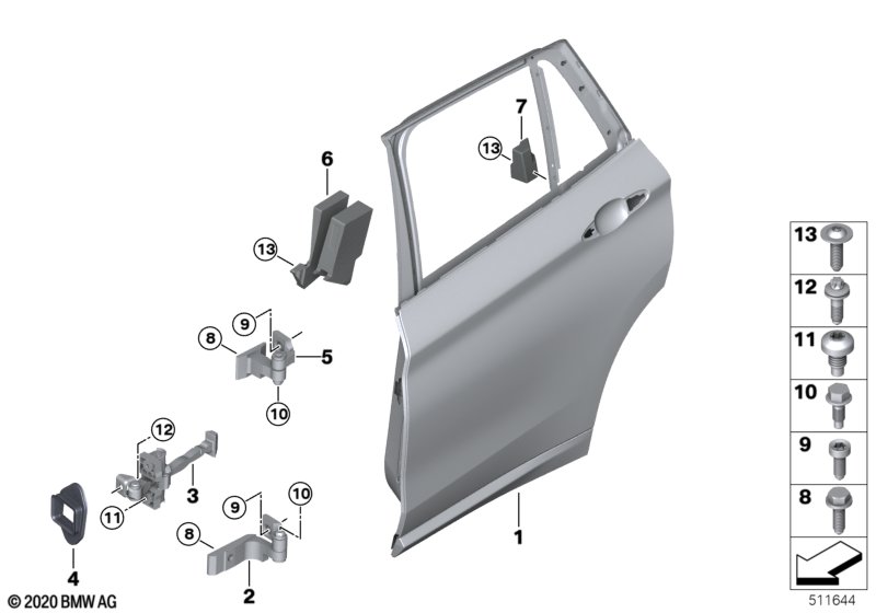 Tylne drzwi - zawias/hamulec drzwi  (41_2506) dla BMW X1 F48 LCI X1 20d SAV ECE