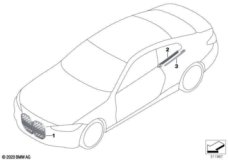 Zewnętrzne osłony / Kratka ozdobna  (51_Z370) dla BMW 4' G23 M440dX Cab ECE