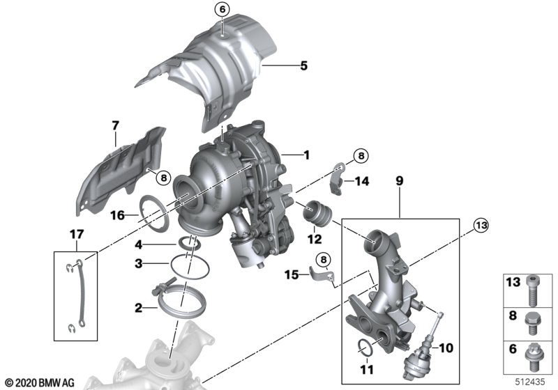 Turbosprężarka spalin  (11_8029) dla BMW X1 F48 LCI X1 25dX SAV ECE