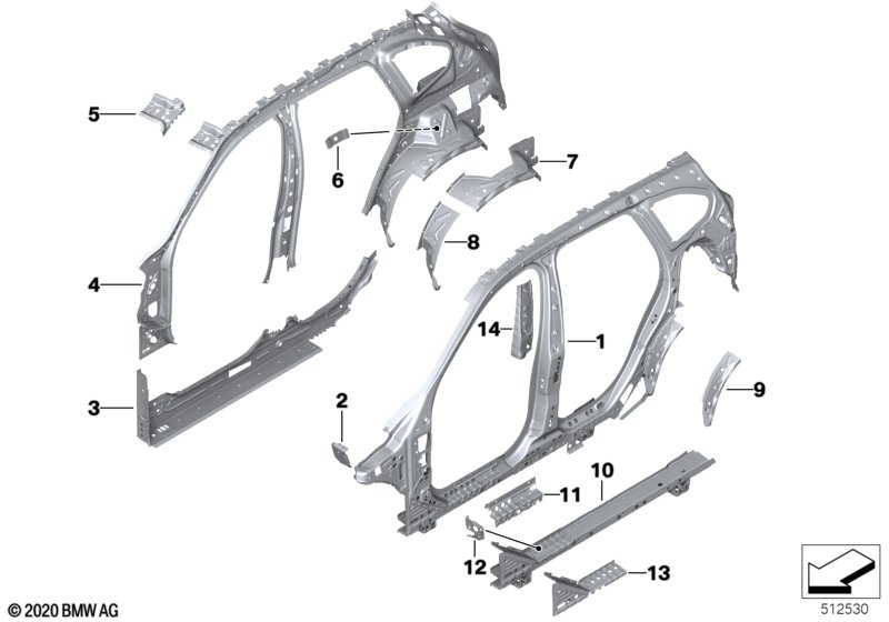 Elementy pojed. szkieletu bocznego  (41_2499) dla BMW X1 F48 LCI X1 16d SAV ECE