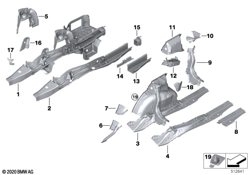 Wnęka koła tylna/elementy podłogi  (41_3106) dla BMW 3' G20 LCI 330e Lim ECE