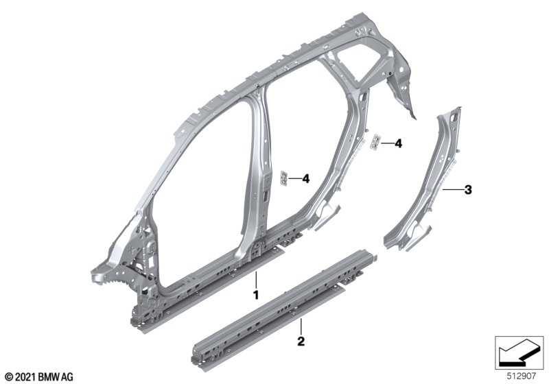 Szkielet boczny, środek  (41_3489) dla BMW 2' U06 Active Tourer 230eX Act ECE