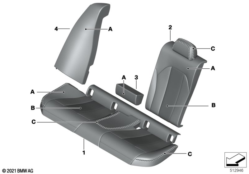 Indywidualne obicie siedzenie tył  (91_1705) dla BMW 3' G80 M3 M3 Comp. M xDrive Lim ECE
