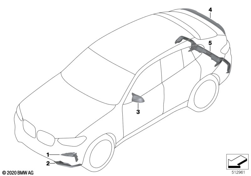 Doposażenie w pakiet karbonowy  (03_5488) dla BMW X4 M F98 X4 M SAC ECE