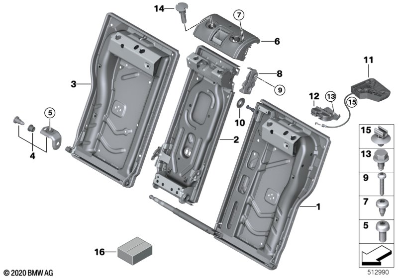 Siedz. tyl., rama siedz. sys. zał.  (52_3963) dla BMW 2' F22 LCI 218i Cou ECE