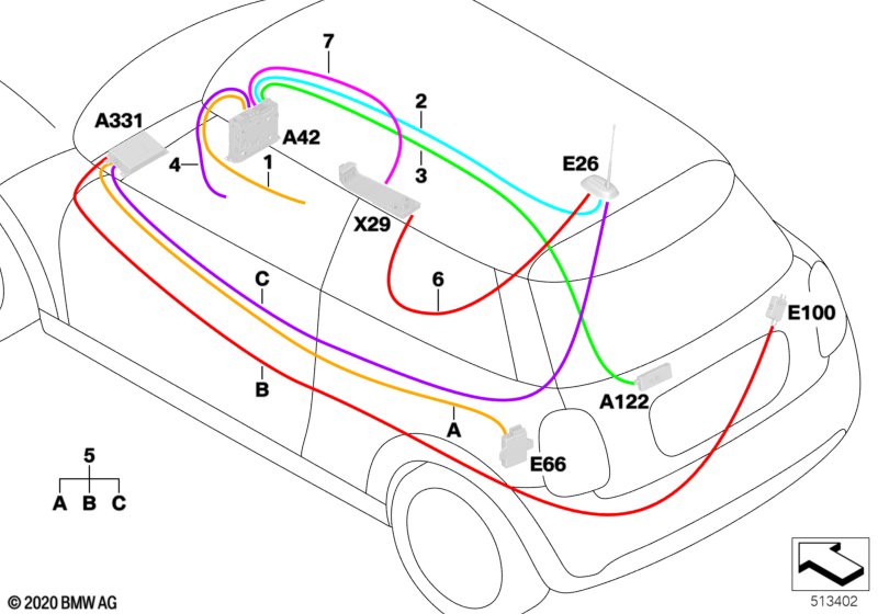 Przew.napr.gł.wiązki przew.anteny/konc.  (61_6657) dla MINI Cabrio F57 LCI Cooper Cabrio ECE