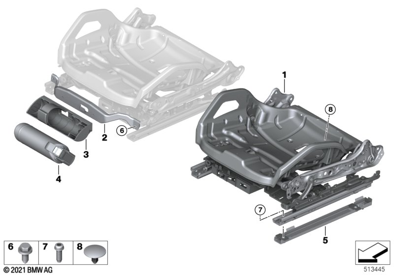 Siedz.przednie, elektryczna rama siedz.  (52_4819) dla BMW 5' F90 M5 LCI M5 CS Lim ECE