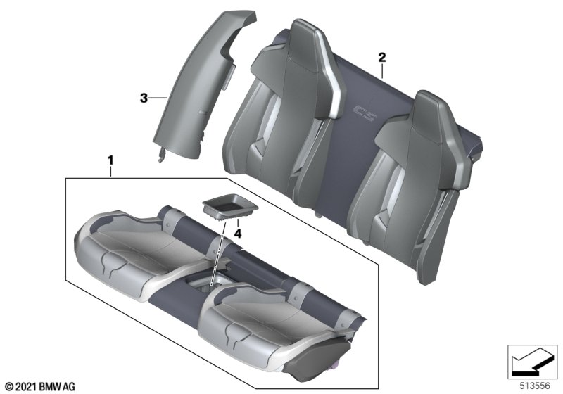 Siedzenie z tyłu  (52_4821) dla BMW 5' F90 M5 LCI M5 CS Lim ECE
