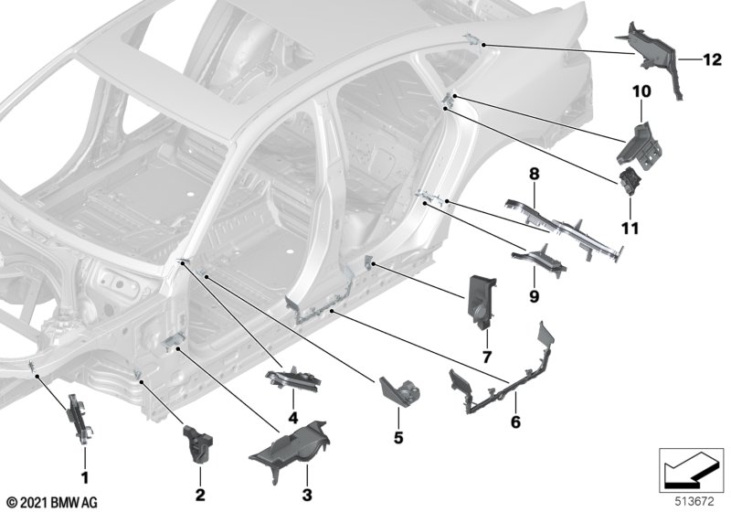 Przegrody profili zamkniętych  (41_3515) dla BMW i4 G26 Gran Coupé i4 M50 Gra ECE