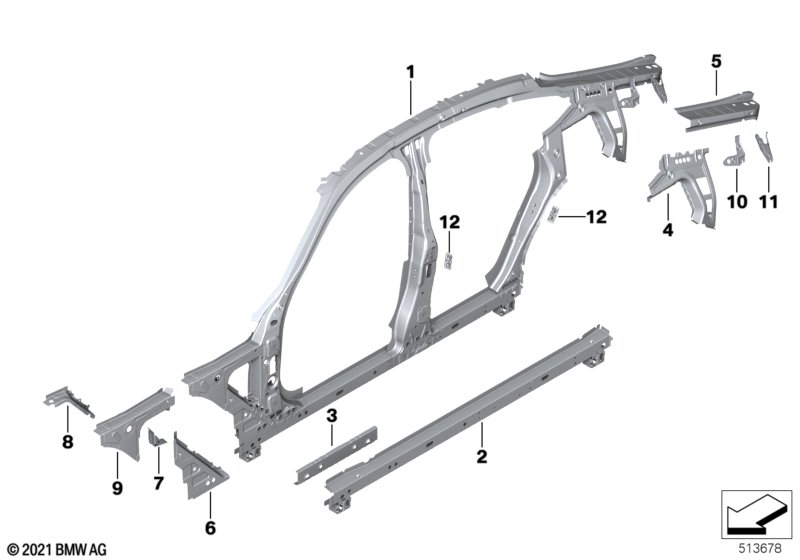 Szkielet boczny, środek  (41_3521) dla BMW i4 G26 Gran Coupé i4 eDrive40 Gra ECE