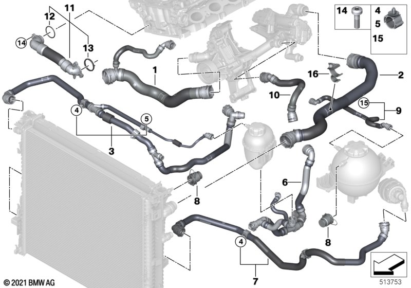 Węże płynu chłodzącego układu chłodzenia  (17_1796) dla BMW X4 G02 LCI X4 M40iX SAC ECE