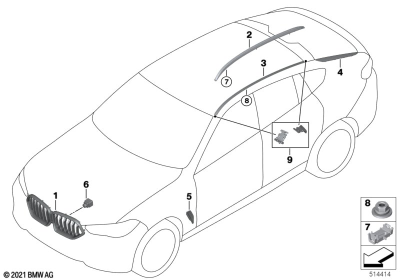 Zewnętrzne osłony / Kratka ozdobna  (51_A215) dla BMW X5 G05 X5 45eX SAV ECE
