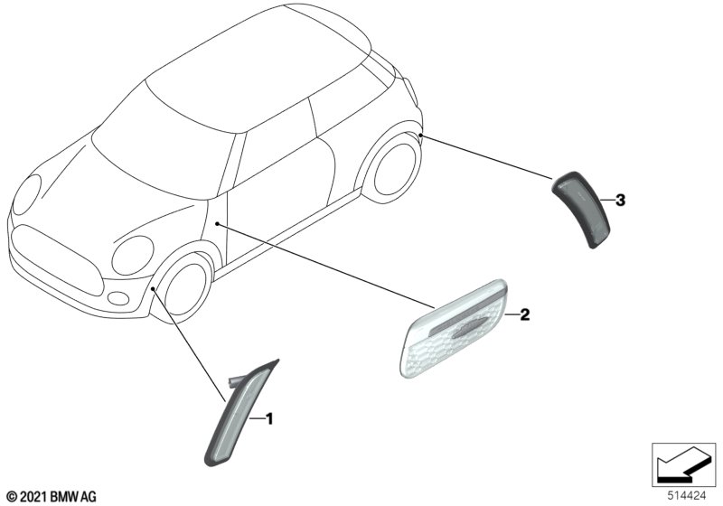Lampa kierunkowskazu przednia/boczna  (63_2320) dla MINI F56 LCI Cooper S 3-drzwiowy ECE