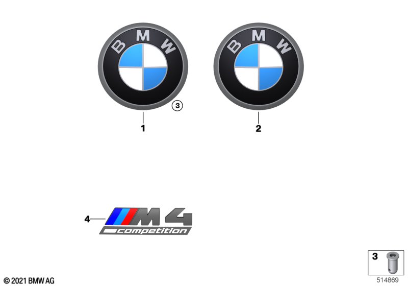 Emblematy / Ciągi napisów  (51_Z605) dla BMW 4' G83 M4 M4 Competition Cab ECE