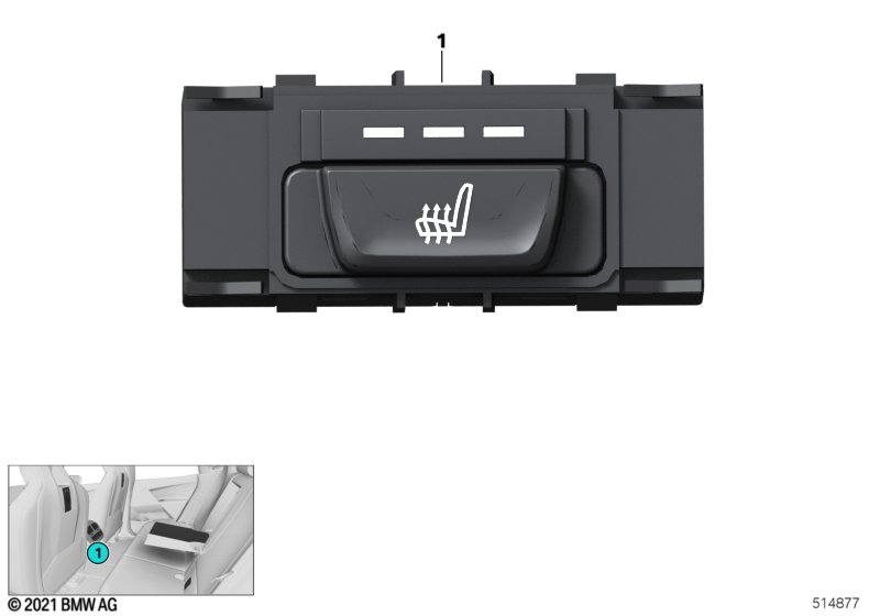 Przełącznik ogrzewania fotela, tył  (61_8604) dla BMW 5' G60 i5 xDrive40 Lim ECE