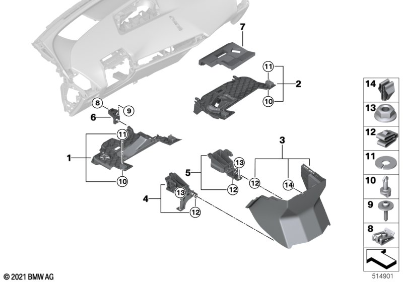 Elementy dod. tablicy przyrządów na dole  (51_Z613) dla BMW i iX I20 iX xDrive40 SAV ECE