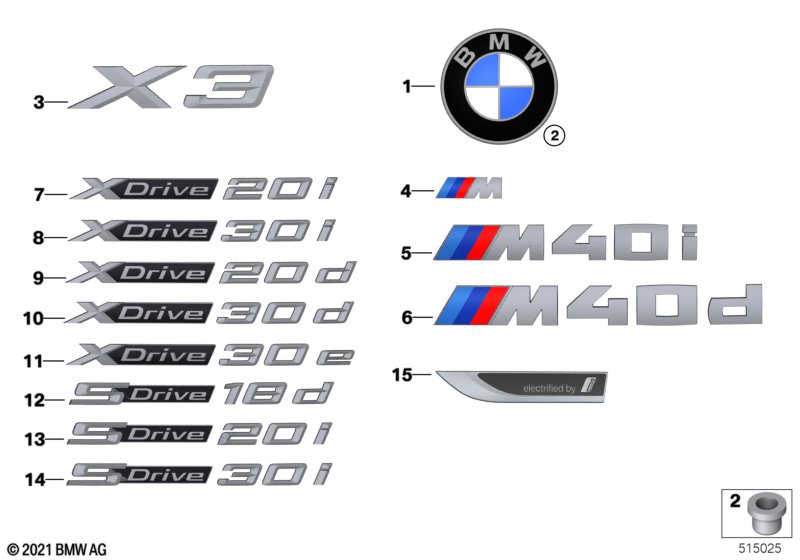 Emblematy / Ciągi napisów  (51_Z660) dla BMW X3 G01 LCI X3 18d SAV ECE