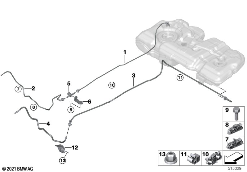 Przewód paliwa/Elementy mocujące  (16_1518) dla BMW X1 U11 X1 20iX SAV ECE