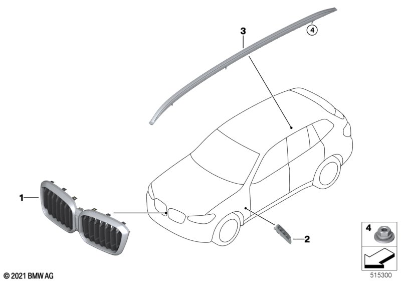 Zewnętrzne osłony / Kratka ozdobna  (51_Z675) dla BMW X3 G01 LCI X3 M40dX SAV ECE