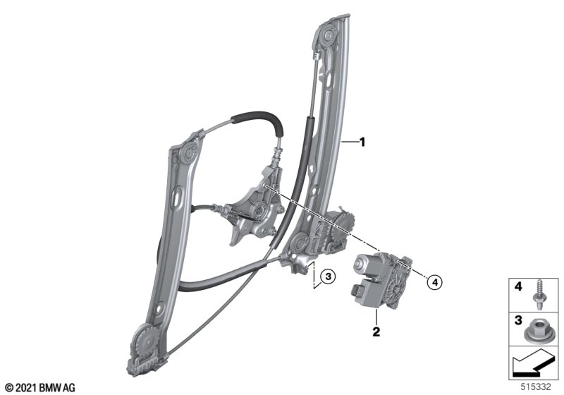 Mechanizm szyby drzwi przednich  (51_Z678) dla BMW 4' G26 Gran Coupé M440i Gra ECE