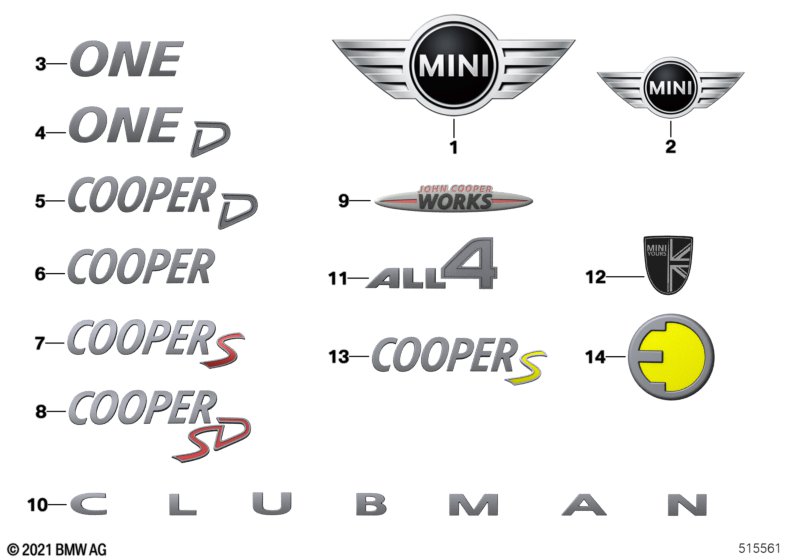 Emblematy / Ciągi napisów  (51_9312) dla MINI Clubman F54 LCI Cooper S Clubman ECE