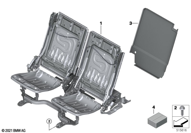 Fotel tylny, rama fotela 3. rząd  (52_4502) dla BMW X5 G05 X5 M50dX SAV ECE