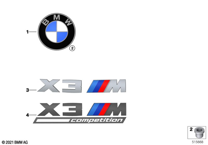 Emblematy / Ciągi napisów  (51_Z724) dla BMW X3 M F97 LCI X3 M SAV ECE