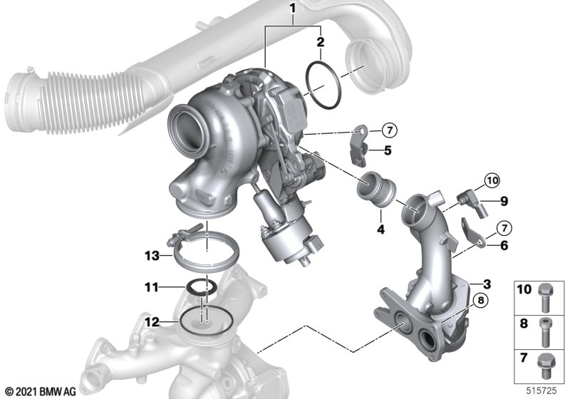 Turbosprężarka spalin  (11_8870) dla BMW 2' U06 Active Tourer 218d Act ECE