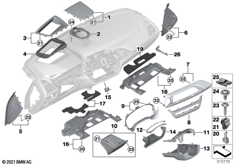 Elementy dod. tablicy przyrządów  (51_5974) dla BMW X3 G01 X3 20i SAV ECE