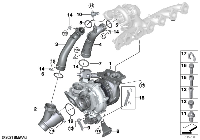 Turbosprężarka spalin  (11_8710) dla BMW X3 G01 LCI X3 30dX SAV ECE