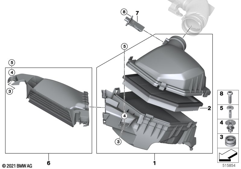 Tłumik szmerów ssania/wkład filtra/HFM  (13_2543) dla BMW X1 U11 X1 20dX SAV ECE