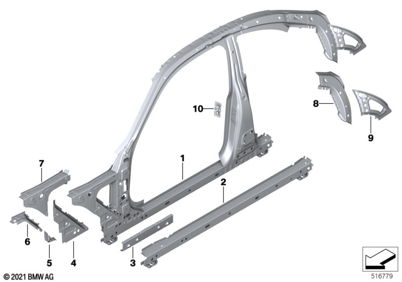 Szkielet boczny, środek  (41_3658) dla BMW 2' G42 M240i Cou ECE