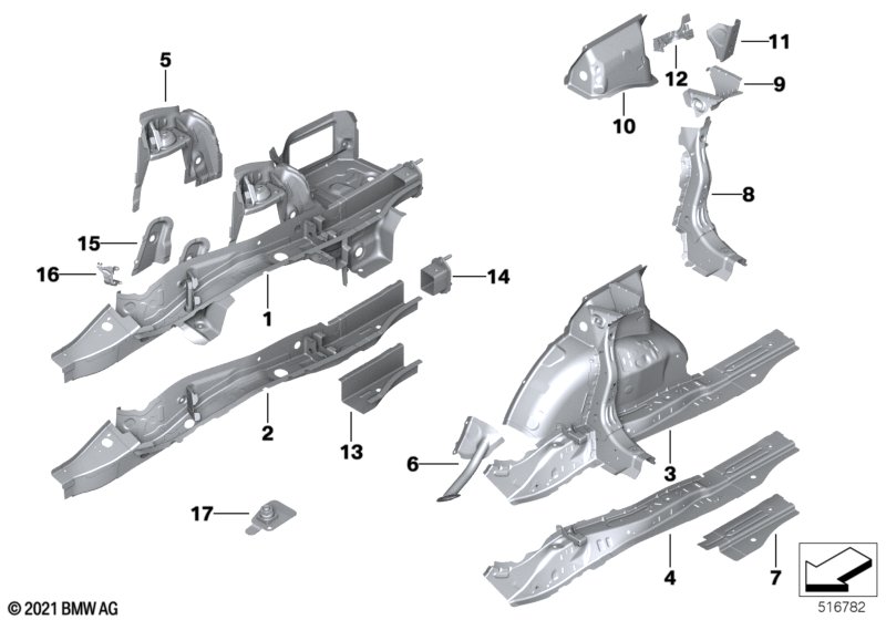 Wnęka koła tylna/elementy podłogi  (41_3661) dla BMW 2' G42 220i Cou ECE