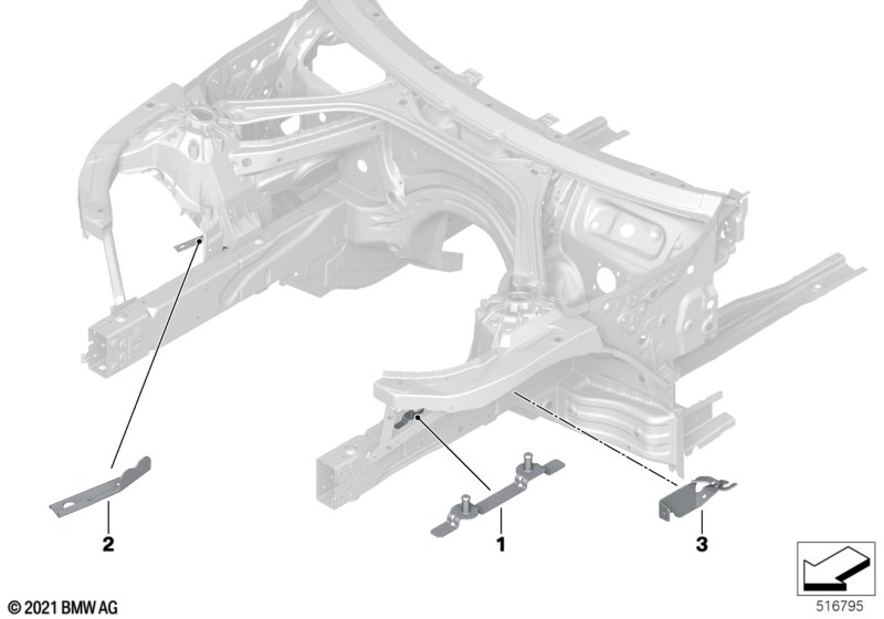 Konstrukcja przednia, uchwyt  (41_3095) dla BMW 3' G20 316d Lim ECE