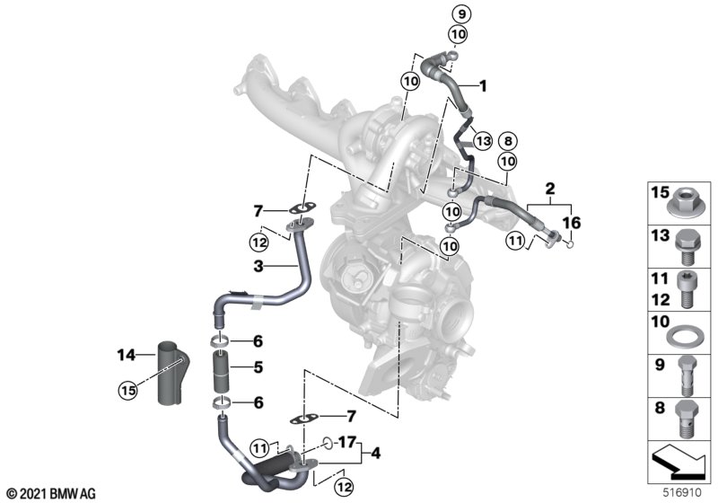 Podawanie oleju do turbosprężarki  (11_8635) dla BMW X4 G02 X4 M40dX SAC ECE