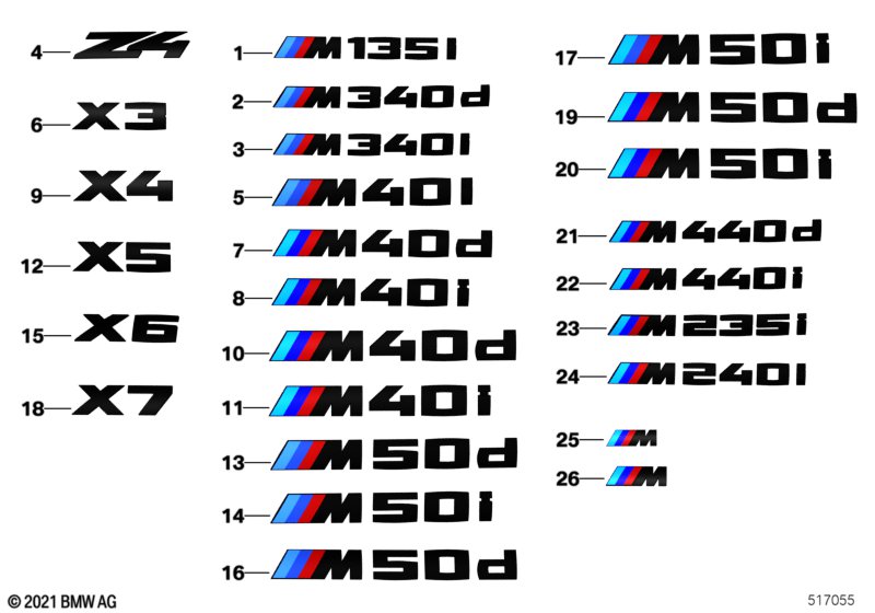 Napis modelu i logo M na ścianie bocznej  (03_5260) dla BMW 3' G20 330eX Lim ECE