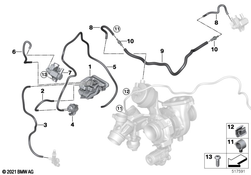 Sterowanie podciśnieniowe-AGR  (11_7697) dla BMW 3' G20 LCI 318d Lim ECE