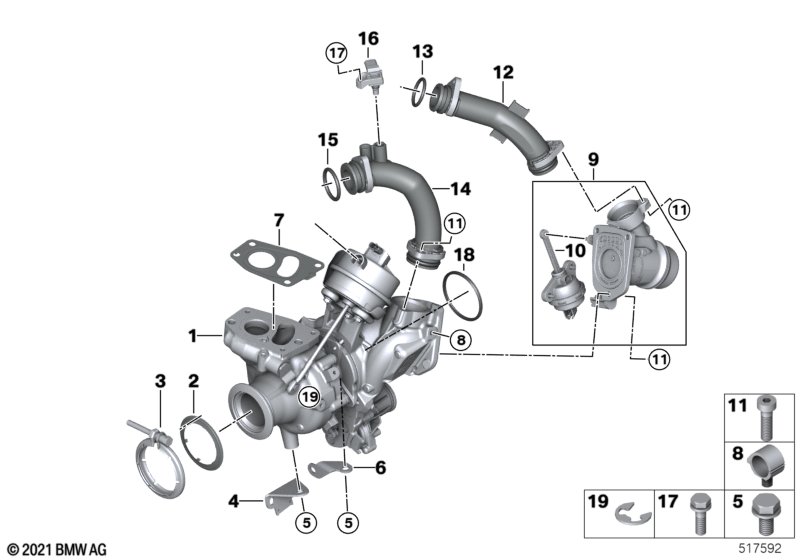 Turbosprężarka ze smarowaniem  (11_7701) dla BMW 5' G30 LCI 520dX Lim ECE