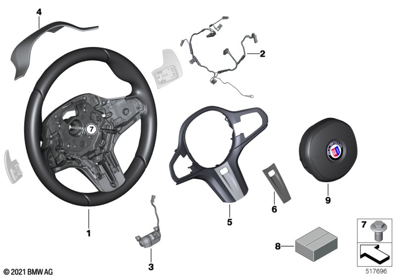 M Kier.sport z pod.pow. wielof./Paddles  (32_2829) dla BMW 5' G31 LCI BMW ALPINA D5s Tou ECE