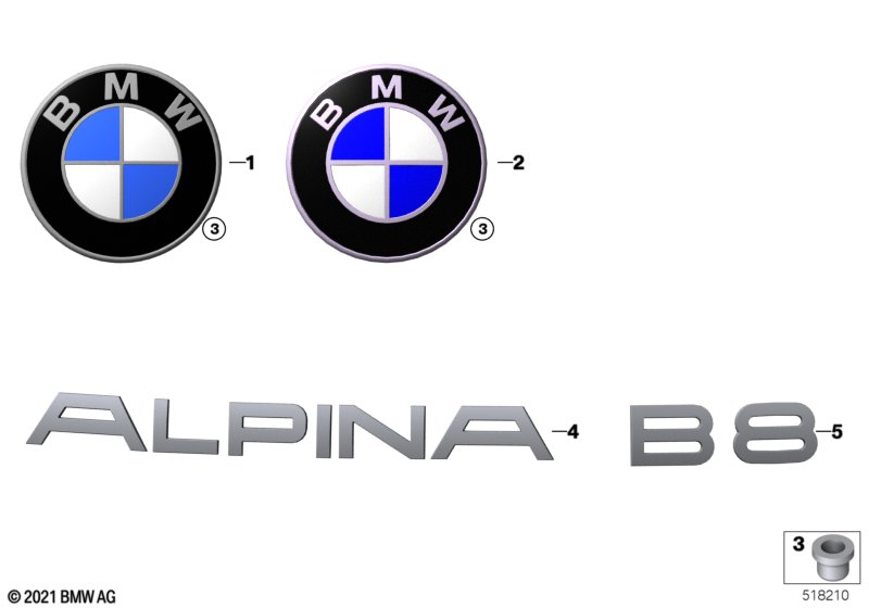 Emblematy / Ciągi napisów  (51_Z924) dla BMW 8' G16 Gran Coupé BMW ALPINA B8 Gra ECE