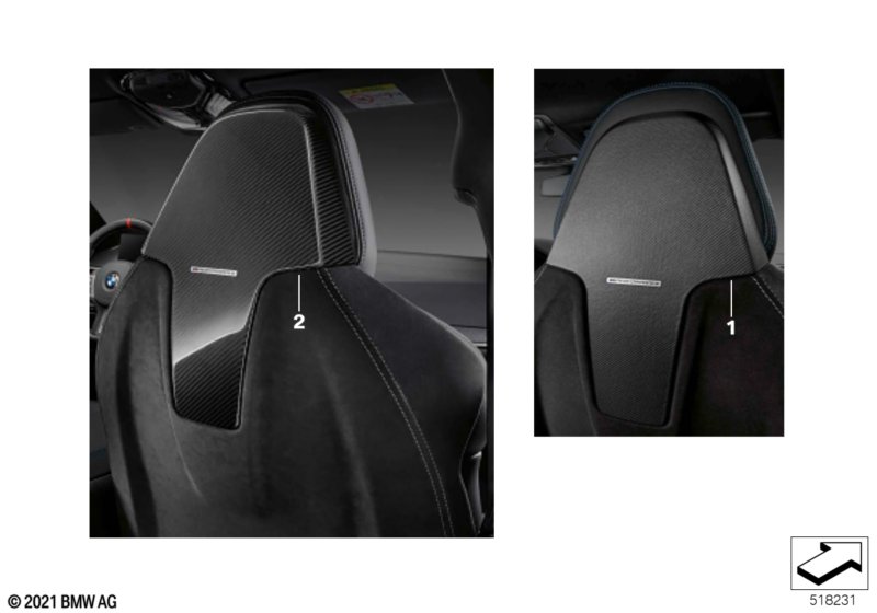 Skorupa oparcia fotela M Performance  (03_5753) dla BMW 4' G26 Gran Coupé 420d Gra ECE